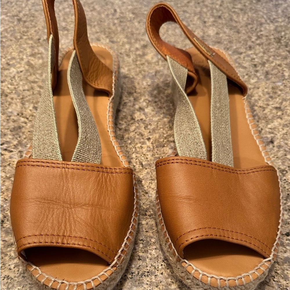 Brown Espadrille Slingback Shoes with Adjustable Strap